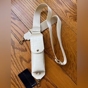 Bandolier Lana Sunglasses Ivory Cream Croc-Embossed Crossbody Strap
